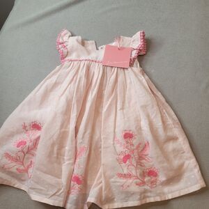 Lulurain Baby Girls Dress Pink Swiss Dot Pom Pom Floral Size 18 Months